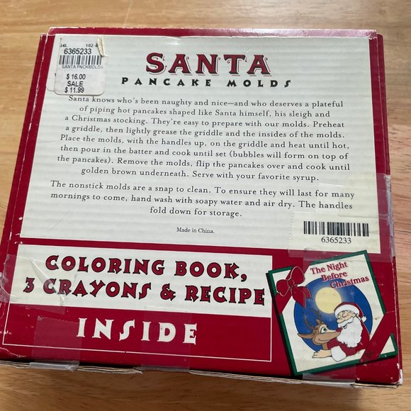 Santa 3 Nonstick Pancake Molds Santa, Sled, Stocking - Picture 2 of 4